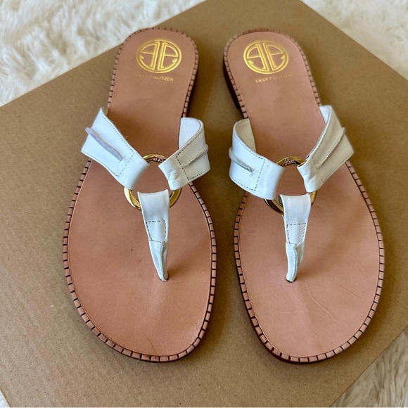 Lilly Pulitzer Mckim Women’s White Leather Sandals Size: 8.5 - Picture 5 of 11